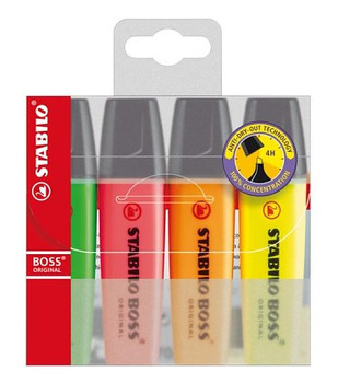Sada zvýrazňovačů Stabilo Boss Original – 4ks Standard
