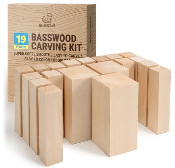 Sada lipových hranolů Wood Carving Blocks, 19ks BeaverCraft