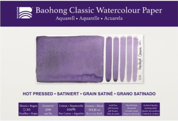 Akvarelový blok Baohong Classic 21x31cm hot pressed 300g