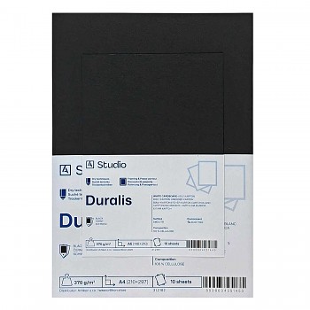 Černý karton Duralis 370g 40x50cm, 10 listů