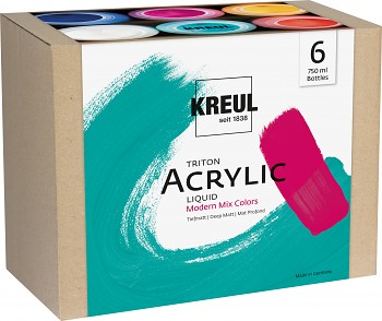Sada akrylových barev Kreul Triton 6x750ml – Modern Mix