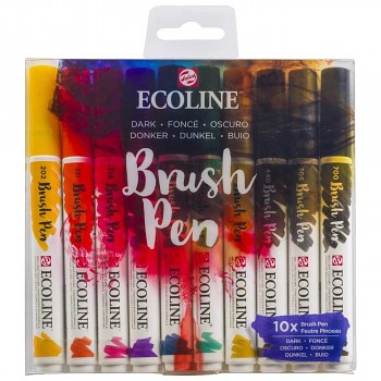 Ecoline Brush Pen sada 10ks Dark
