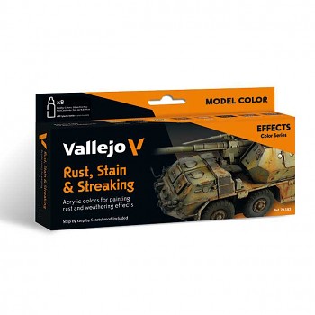 Sada modelářských barev Vallejo 8x18ml – Rust, Stain & Streaking by Scratchmod