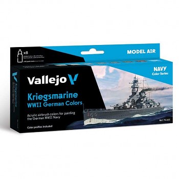Sada barev pro airbrush Vallejo 8x18ml – Kriegsmarine WWII German Colors