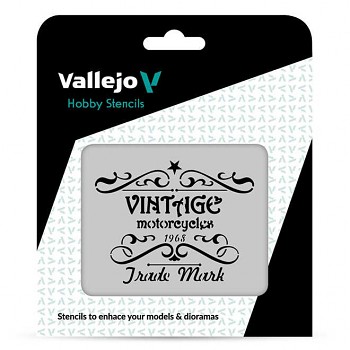Modelářská šablona Vallejo – Vintage Motorcycles Sign