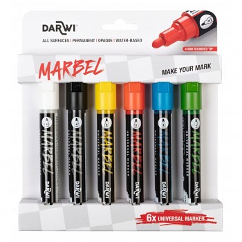 Sada akrylových markerů Marbel 6ks 4mm – Primary