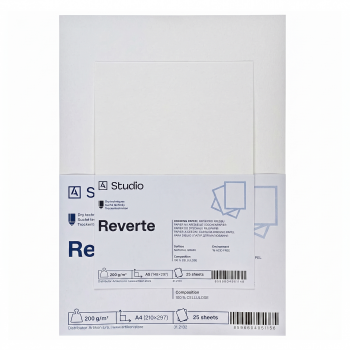 Recyklovaný kreslicí papír Reverte 90g A2, 25 listů
